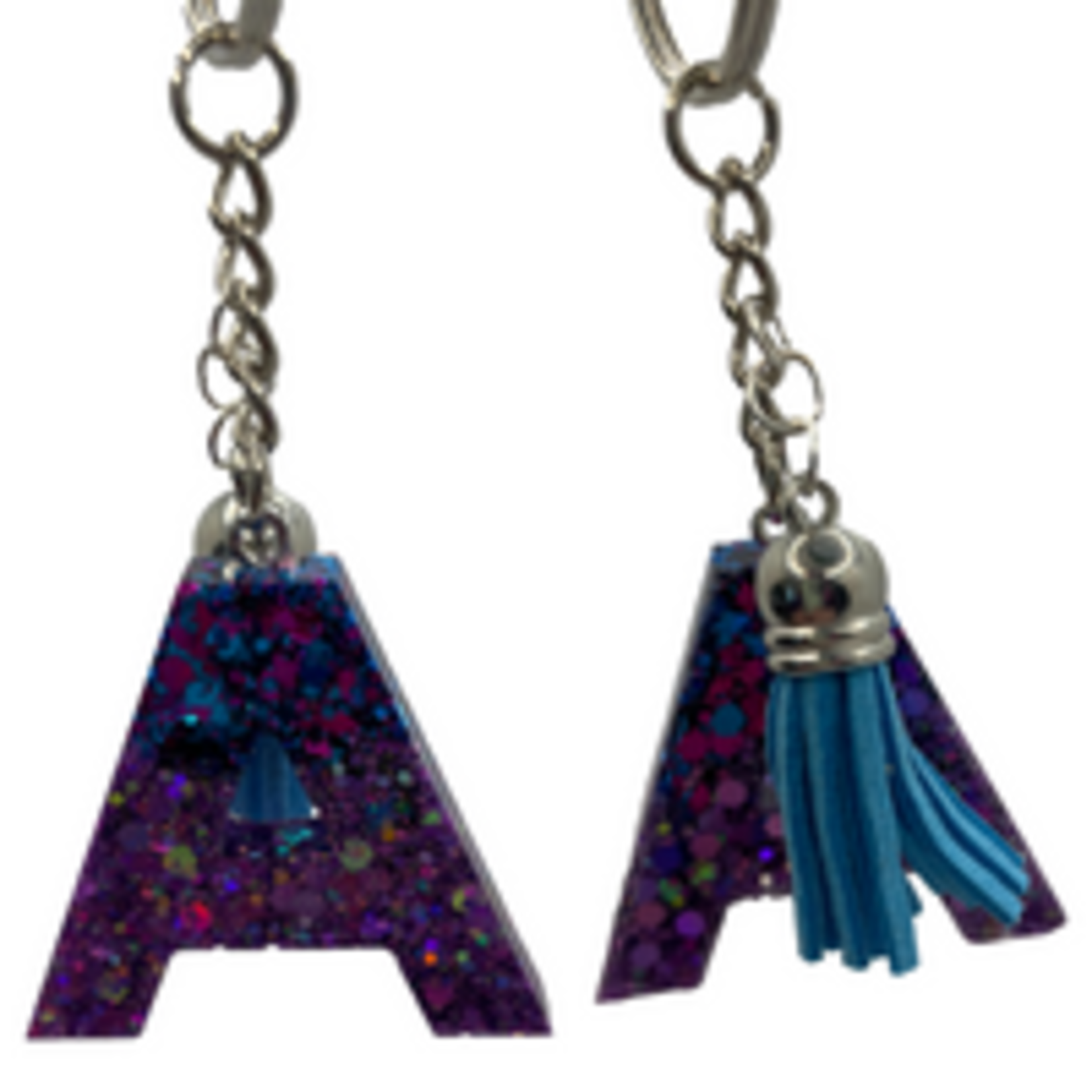 East Coast Sirens Purple & Blue Glitter Initial Keychain
