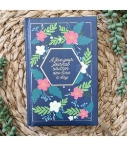 Five Year Journal Written One Line A Day - Navy Floral