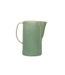 Creative Co-Op 64 oz. Stoneware Pitcher, Reactive Glaze, Matte Celadon Color