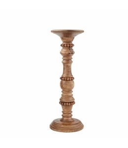 MudPie Beaded Wood Candlestick 15"