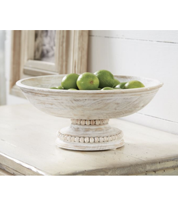 MudPie Beaded Wood Pedestal Bowl