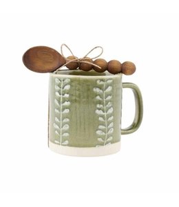 MudPie Skinny Vine Green Leaf Mug Set