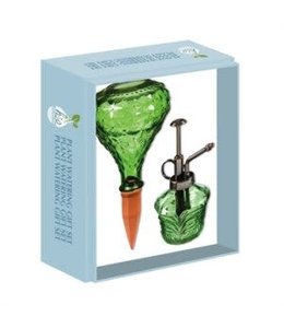 Evergreen Plant Watering Gift Set, Faceted Glass Green