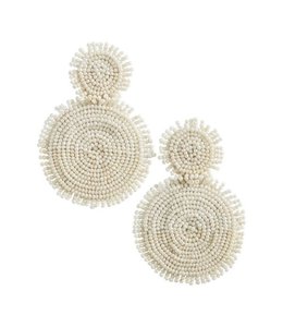 MudPie Tonal Beaded Earrings Cream