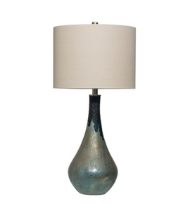 Creative Co-Op Glass Table Lamp, Green Opal Finish