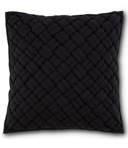 K&K Interiors 17.5 Inch Square Black Chunky Woven Pillow