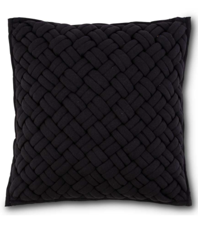 K&K Interiors 17.5 Inch Square Black Chunky Woven Pillow