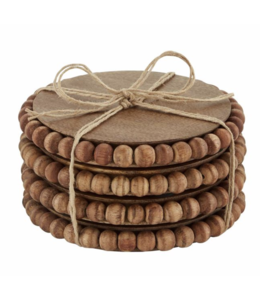 MudPie Beaded Wood Coaster Set