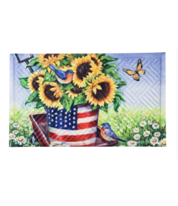 Evergreen Patriotic Sunflower Wagon Embossed Floor Mat