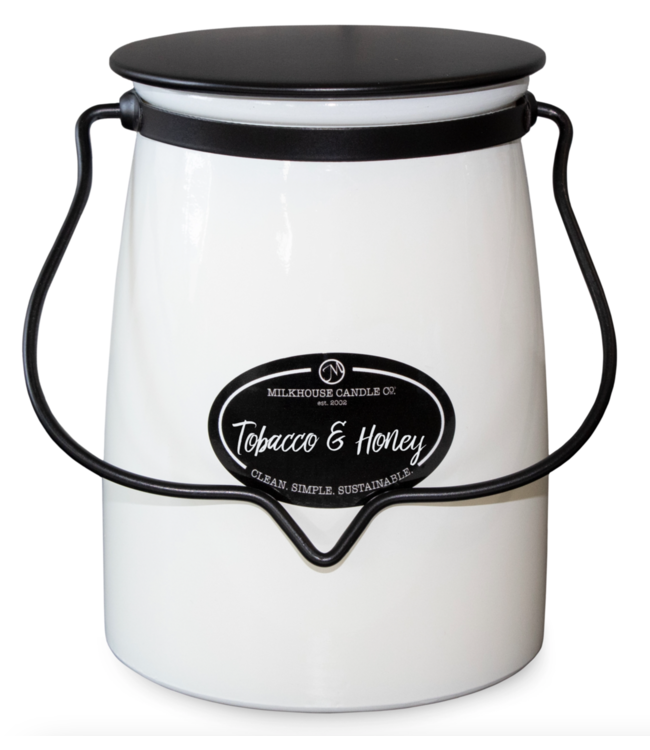 Milkhouse Candle Company Butter Jar 22 oz: Tobacco & Honey