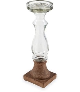 MudPie Small Glass and Wood Candlestick