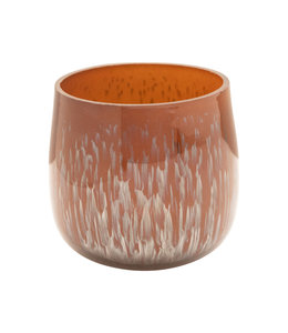 Creative Co-Op Glass Tea Light Holder, Distressed Copper