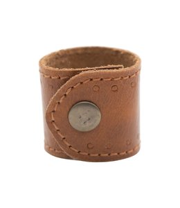 Creative Co-Op Leather Napkin Ring with Snap Closure, Brown