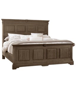 Vaughan-Bassett King Heritage Mansion Bed with Decorative Rails (Cobblestone Oak)