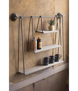 Kalalou Wood and Metal Triple Hanging Shelf