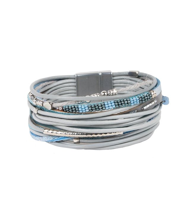 Saachi Laguna Beach Leather Bracelet: Blue