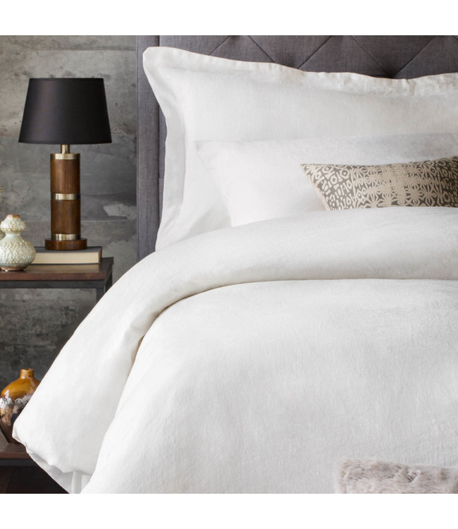 Malouf Woven French Linen Duvet Cover, Queen, White