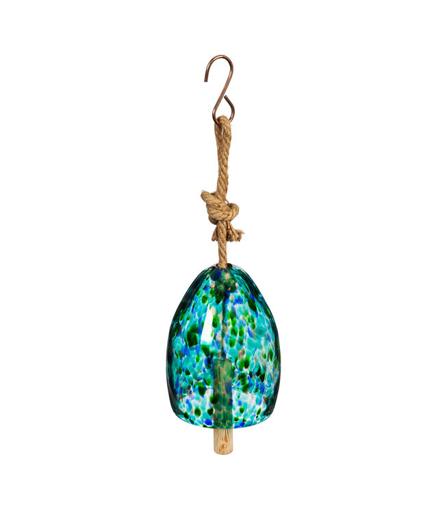 Evergreen Art Glass Speckle Turquoise Bell Chime