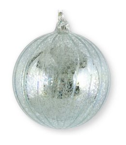 K&K Interiors Light Blue Ribbed Mercury Glass Round Ornament