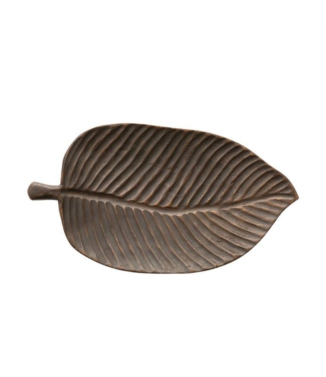 Bloomingville Decorative Hand-Carved Mango Wood Leaf Tray