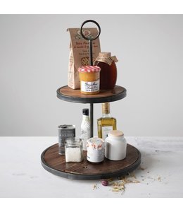 Creative Co-Op Decorative Wood & Metal 2-Tier Tray