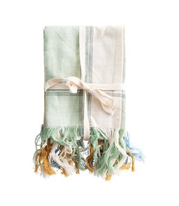 Creative Co-Op Cotton Tea Towels with Fringe, 3 Colors, Set of 3