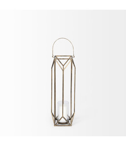 Mercana Ivy Gold Metal Geometric Cage Candle Holder Lantern - Small