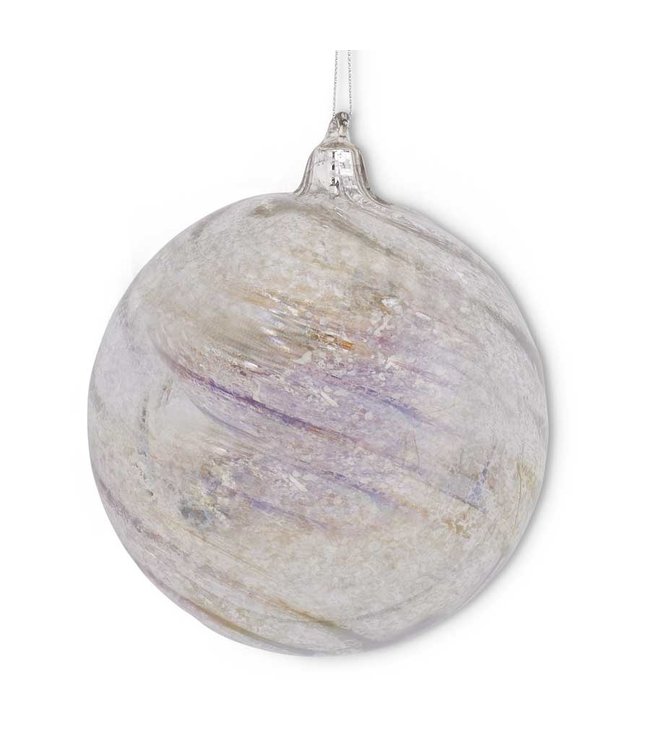 K&K Interiors Silver Iridescent Mercury Swirl Round Glass Ornament