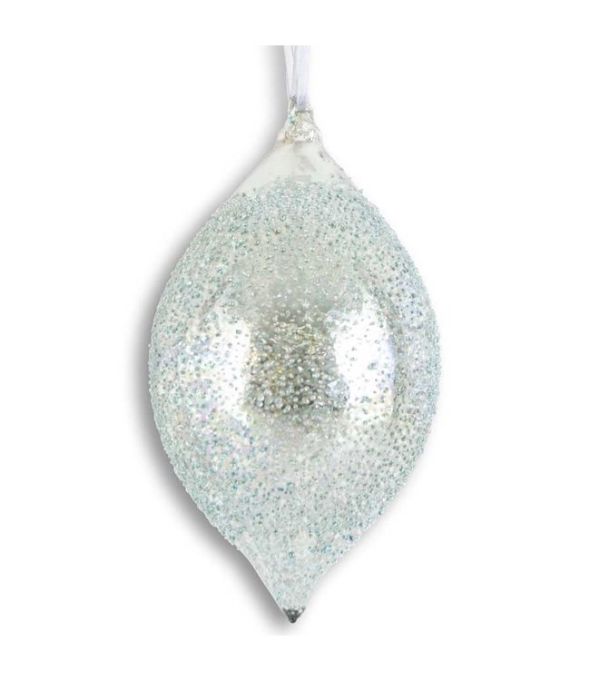 K&K Interiors Light Blue Textured Mercury Glass Teardrop Ornament