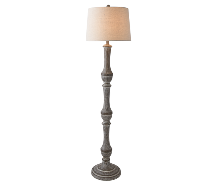 Distressed Grey Finial Floor Lamp Resin, Distressed Floor Lamp