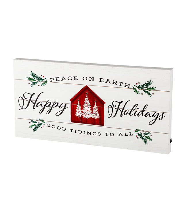 Evergreen LED Happy Holidays Wood Wall Décor