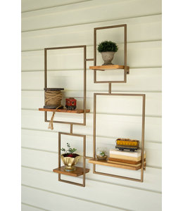 Kalalou Iron & Wood Wall Unit With 4 Shelves