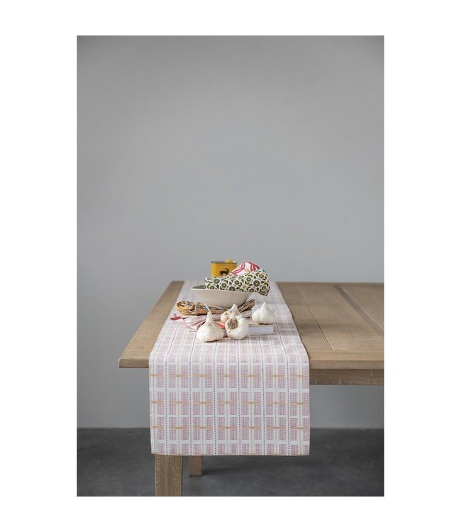 Creative Co-Op Cotton Printed Table Runner, Red & Yellow