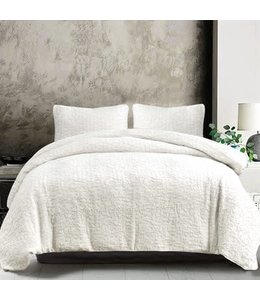 Hiend Accents Porto Matelassé Duvet Set, Vintage White, Super Queen