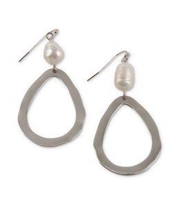 K&K Interiors Silver Hoop w/Fresh Water Pearl Earring