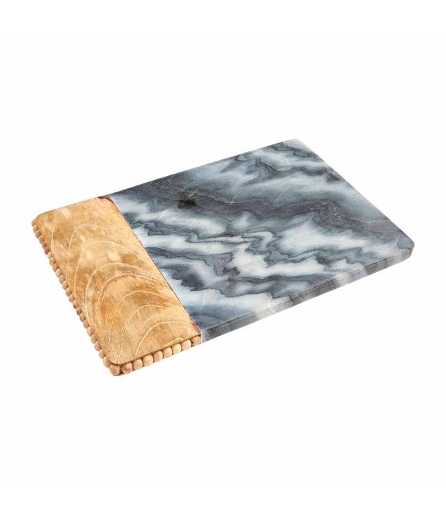 MudPie Gray Beaded Wood Marble Board