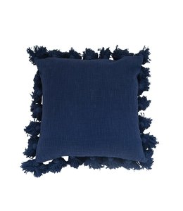 Creative Co-Op Cotton Pillow w/ Tassels, Navy