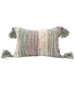 Creative Co-Op Cotton Woven Lumbar Pillow w/ Tassels, Multi Color