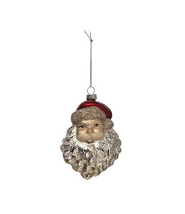 Creative Co-Op Glass Santa Head Ornament