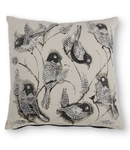 K&K Interiors Square Tan and Black Multi Bird Pillow