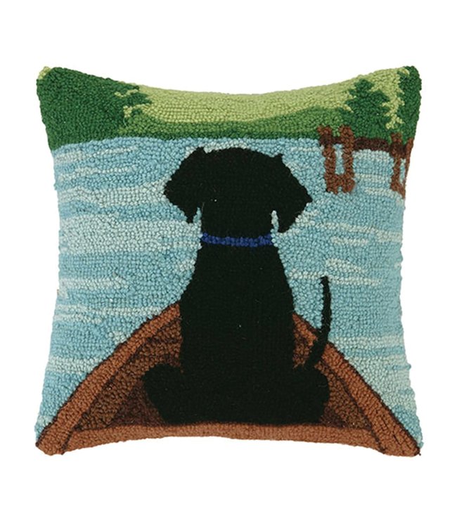 Black Lab In Canoe Hook Pillow Miss Daisy S Home Decor Co - Black Lab Home Decor