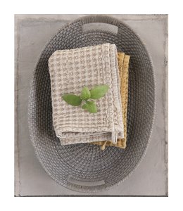 Creative Co-Op 20"L x 14"W Decorative Hand-Woven Rattan & Palm Tray with Handles, Grey Wash