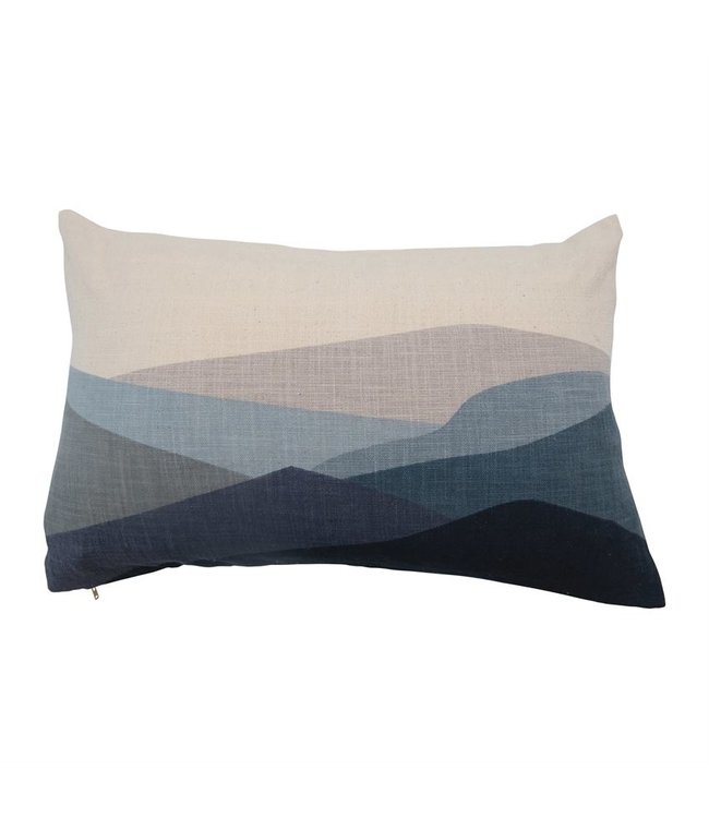 Bloomingville Cotton Printed Lumbar Pillow with Mountains