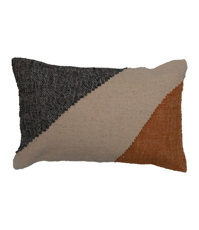 Creative Co-Op Woven Cotton Blend Kilim Lumbar Pillow, Orange Color