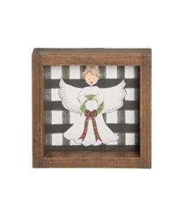 C&F Home Black Check Angel Wooden Sitter