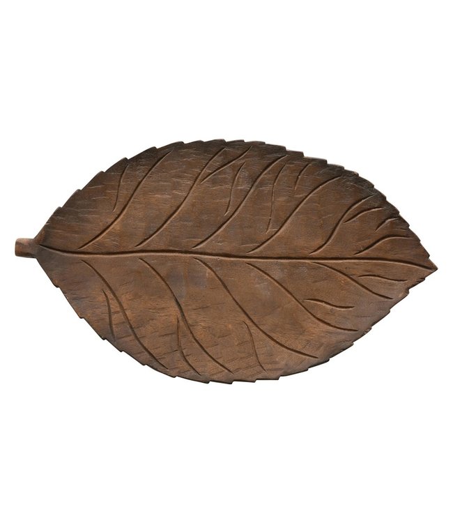 Creative Co-Op Hand-Carved Mango Wood Leaf Tray