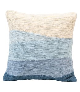 Creative Co-Op 18" Square Cotton Appliqued Pillow w/ Wave, Blue Ombre