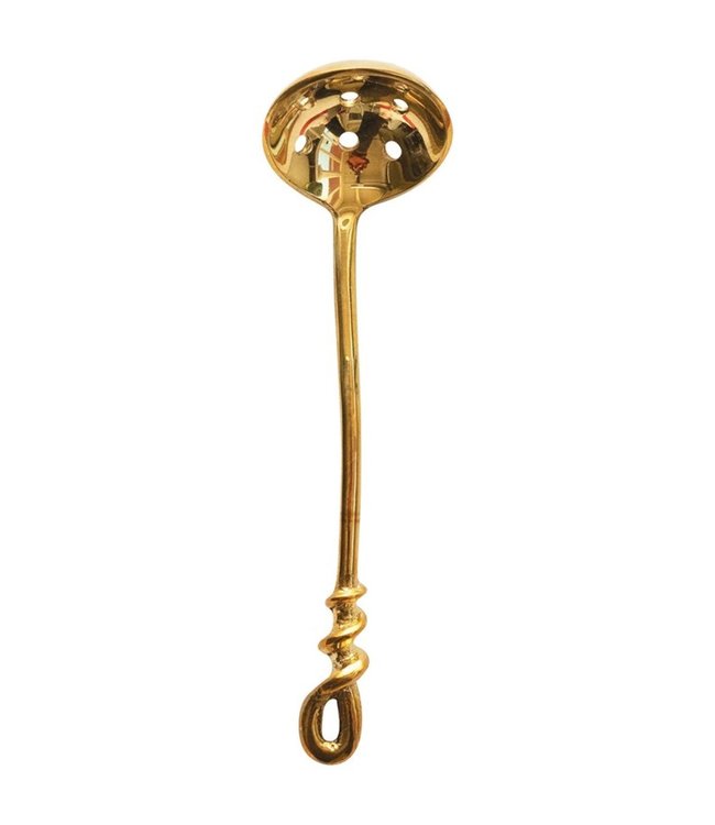 Creative Co-Op Brass Ladle with Holes, Gold Finish