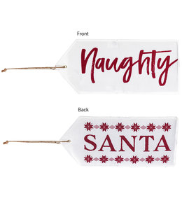 Evergreen Santa, Naughty Reversible Door Tag