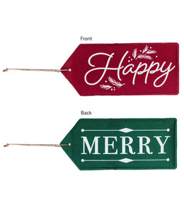 Evergreen Merry, Happy Reversible Door Tag